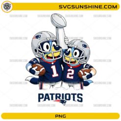 Bandit Heeler and Bluey New England Patriots Super Bowl PNG cartoon football design