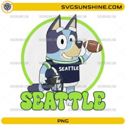 Bluey Seattle Seahawks football PNG cute cartoon fan design