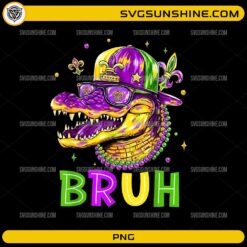 Bruh Mardi Gras Alligator PNG colorful carnival gator design