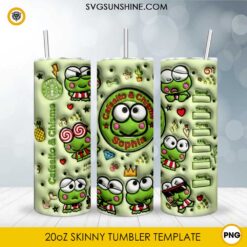 Cute 3D Keroppi Frog 20oz skinny tumbler PNG cafesito chisme wrap