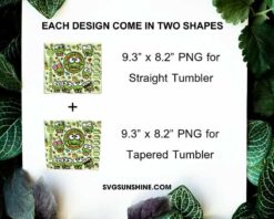 Cute 3D Keroppi Frog 20oz skinny tumbler PNG size guide for straight and tapered tumblers