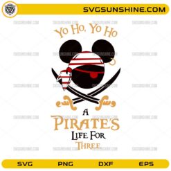 Mickey pirate head with bandana and crossed swords Yo Ho A Pirate’s Life For Three design