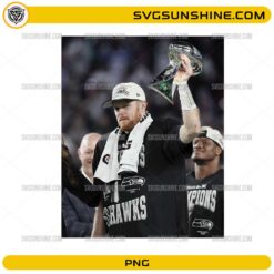 Sam Darnold Seattle Seahawks Championship Trophy PNG Super Bowl victory graphic