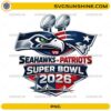 Seahawks vs Patriots Super Bowl 2026 PNG championship logo design