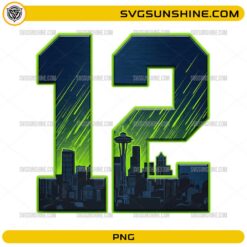 Seattle 12 fan PNG number 12 football skyline design