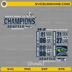 Seattle Seahawks Super Bowl LX Champions Bundle SVG | Playoff Run & Final Score Design Set