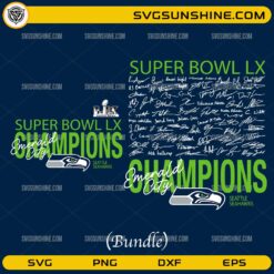 Seattle Seahawks Super Bowl LX Emerald City Champions SVG Bundle design