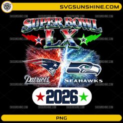 Super Bowl LX 2026 NFL PNG Patriots vs Seahawks design