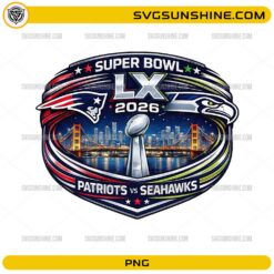 Super Bowl LX 2026 Patriots vs Seahawks PNG championship artwork