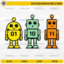 01 10 11 Cute Robot SVG &ndash; Binary Code Robot SVG, Coding Robot SVG, Programmer Kids Design PNG DXF EPS
