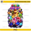 Super Mario Galaxy PNG Mario Luigi Peach Bowser colorful galaxy design