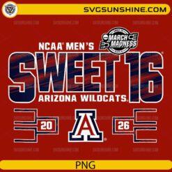 Arizona Wildcats Sweet 16 2026 PNG | NCAA March Madness Shirt Design Download