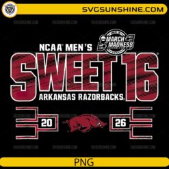 Arkansas Razorbacks Sweet 16 2026 PNG | NCAA March Madness Shirt Design Download