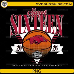 Arkansas Razorbacks Sweet Sixteen 2026 PNG &ndash; NCAA March Madness Basketball Design