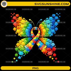 autism awareness butterfly puzzle ribbon colorful png design