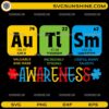 Autism Awareness SVG with Au Ti Sm periodic table design and colorful puzzle pieces
