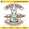 Bad Hop Baseball Academy bunny holding carrot baseball bat SVG design