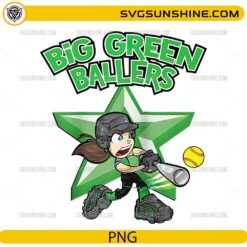 Big Green Ballers Softball PNG cartoon girl softball player design