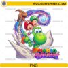Super Mario Galaxy Yoshi PNG Mario Luigi riding Yoshi colorful space design