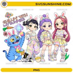 Bunny Squad Huntrix and Derpy Tiger PNG KPop Demon Hunters Easter design