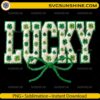 Chenille Lucky St Patrick's Day PNG with realistic 3D varsity patch texture and embroidered shamrocks