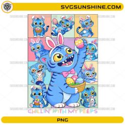 Chillin With My Peeps Derpy Tiger PNG &ndash; KPop Demon Hunters Easter Bunny Blue Cat Digital Download