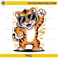 Cool Tiger Cartoon PNG funny sunglasses tiger mascot design