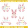 Crochet Bunny Ears SVG with realistic amigurumi yarn texture and pink bows