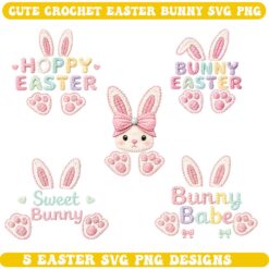 Crochet Bunny Ears SVG PNG Bundle - Easter Paws Designs