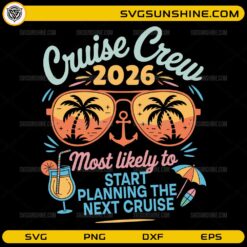 Cruise Crew 2026 SVG tropical vacation sunglasses palm tree design