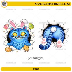 Derpy Tiger Easter PNG &ndash; Blue Cat KPop Demon Hunters Easter Bunny Digital Download (2 Designs)