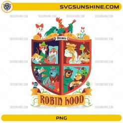 Disney Robin Hood Characters PNG vintage shield cartoon design