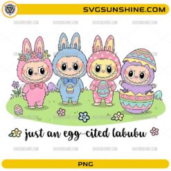 egg cited labubu easter png cute labubu bunny characters with easter eggs