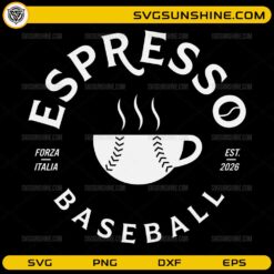 Espresso baseball SVG coffee cup with baseball stitching design