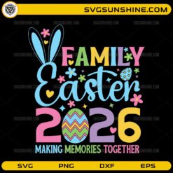 Family Easter 2026 SVG cute bunny colorful holiday design