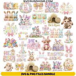 Faux Embroidery Easter SVG Bundle – Knitted Style Bunny Easter SVG PNG Files for Cricut