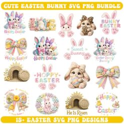 Cute Faux Embroidery Easter Bunny SVG PNG - Knitted Designs