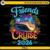 Friends Cruise 2026 PNG tropical cruise ship design with palm trees and flowers