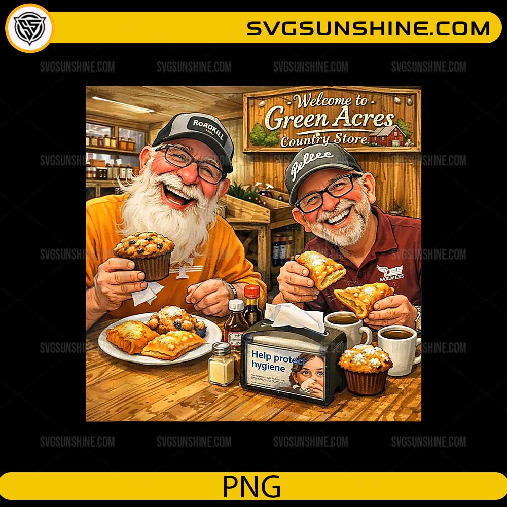 Green Acres Country Store PNG vintage bakery friends illustration