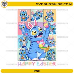Happy Easter Derpy Tiger Collage PNG &ndash; KPop Demon Hunters Bunny Cat Digital Download