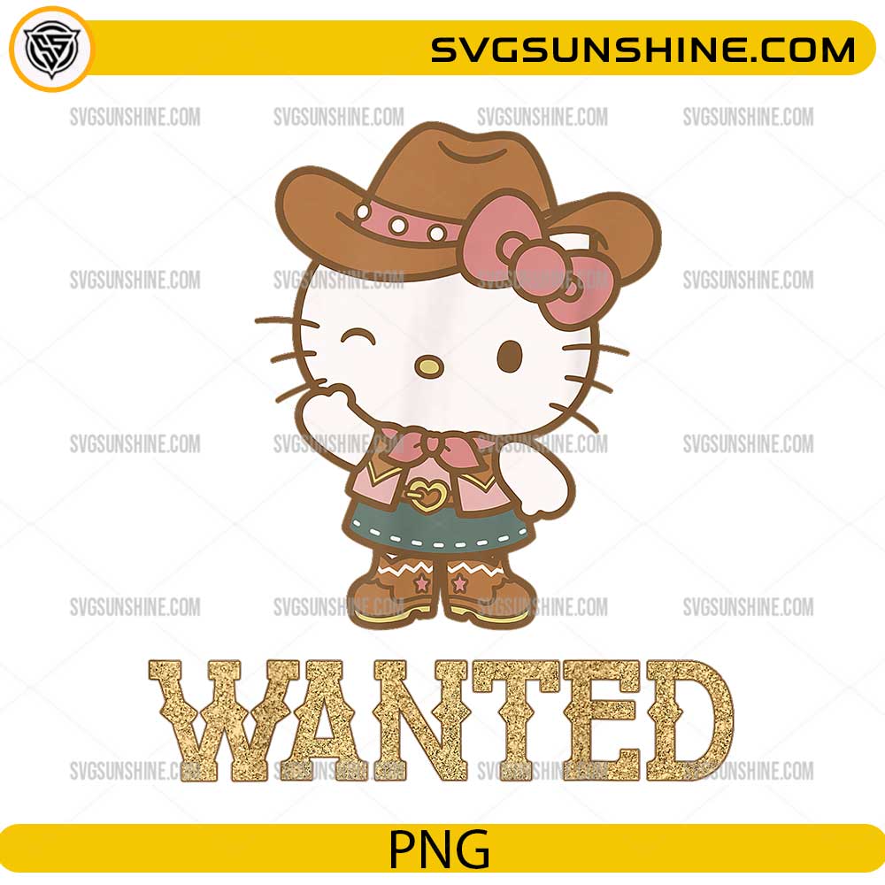 Hello Kitty cowgirl wanted PNG cute western cartoon design
