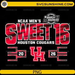 Houston Cougars Sweet 16 2026 PNG | NCAA March Madness Basketball Design