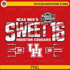 Houston Cougars Sweet 16 2026 PNG | NCAA March Madness Basketball Design Download