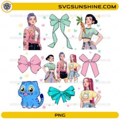 Huntrix and Derpy Tiger Easter Clipart PNG KPop Demon Hunters spring design