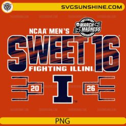 Illinois Fighting Illini Sweet 16 PNG | NCAA March Madness Basketball Design Download