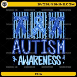 in april we wear blue autism awareness ribbon png design
