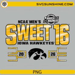 Iowa Hawkeyes Sweet 16 2026 PNG | NCAA March Madness Basketball Design Download