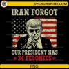 Iran Forgot 34 Felonies PNG distressed USA flag vintage political graphic