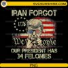 Iran Forgot Our President Has 34 Felonies PNG vintage USA flag distressed design