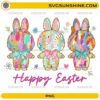 Labubu Happy Easter PNG colorful bunny characters with bows and spring flowers